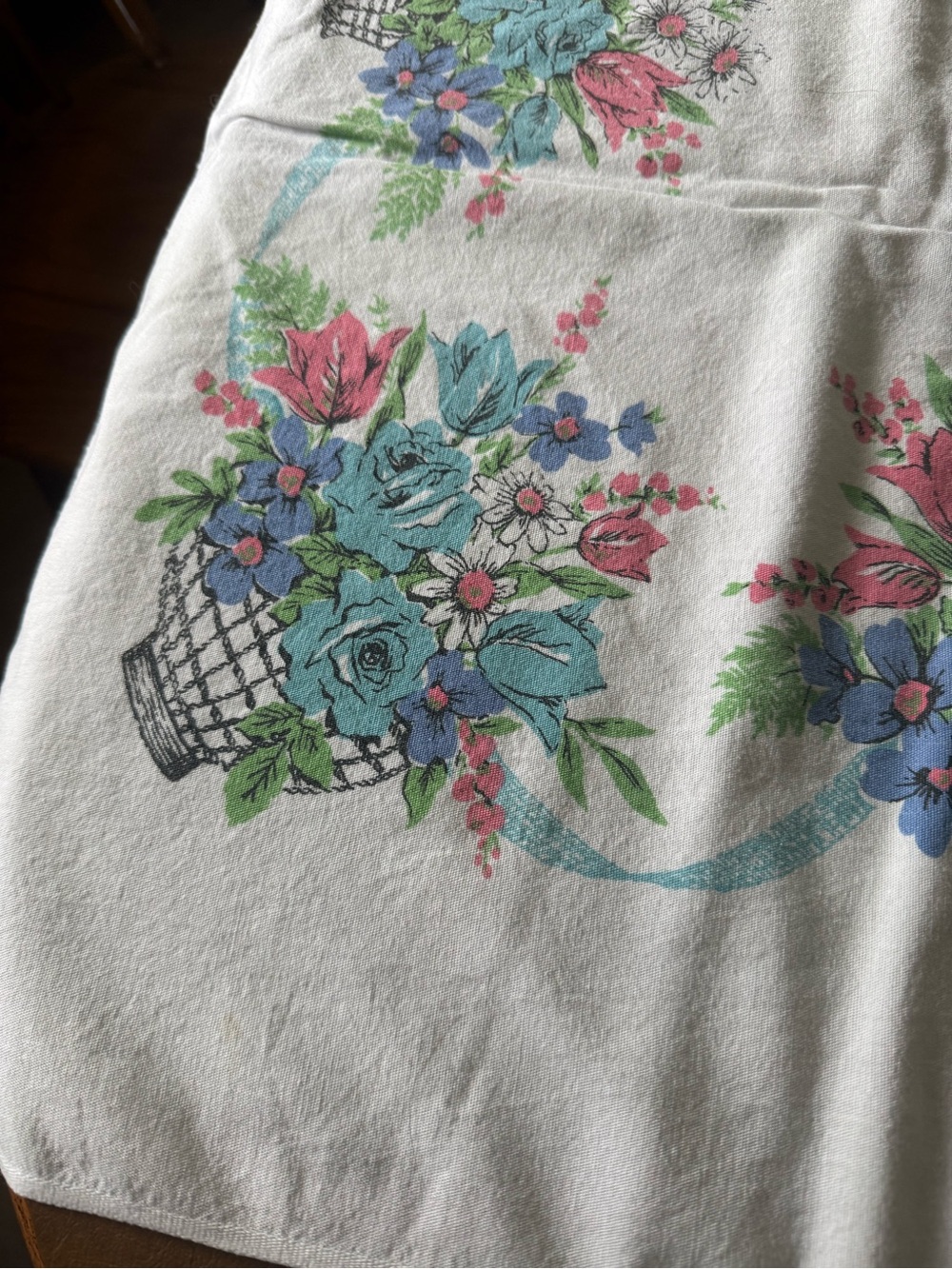 Vintage Flower Basket Tablecloth